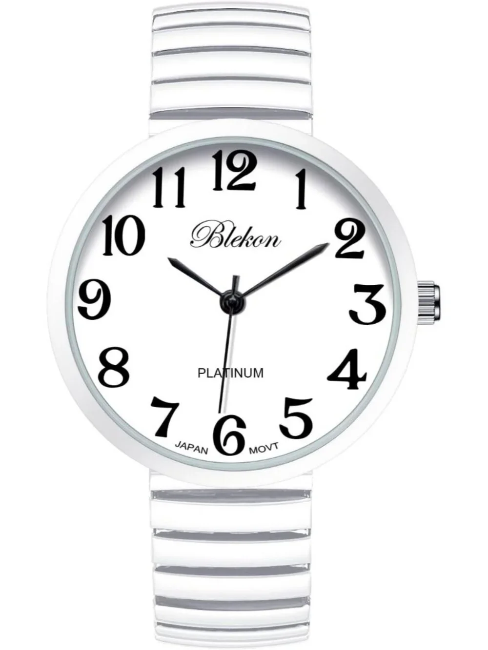 Women's White New Super Large Face Stretch Band Japanese Movement Fashion Watch